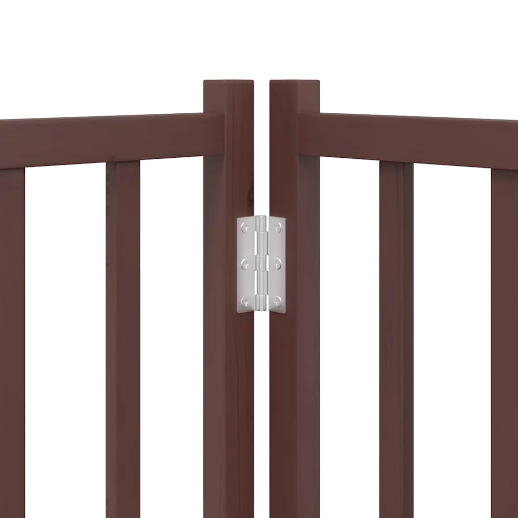 hundelåge m. dør 4 paneler 320 cm foldbar massivt gran brunt eg