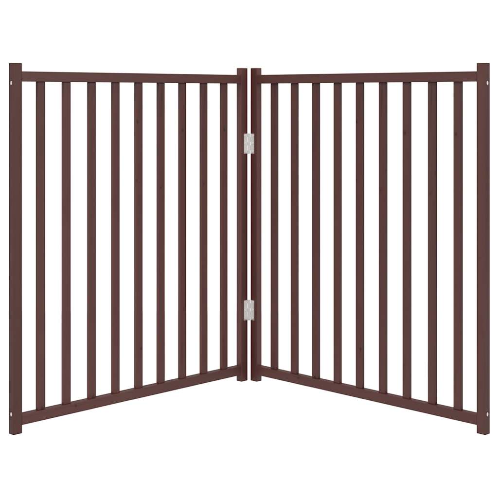 hundelåge m. dør 2 paneler 160 cm foldbar massivt gran brunt eg