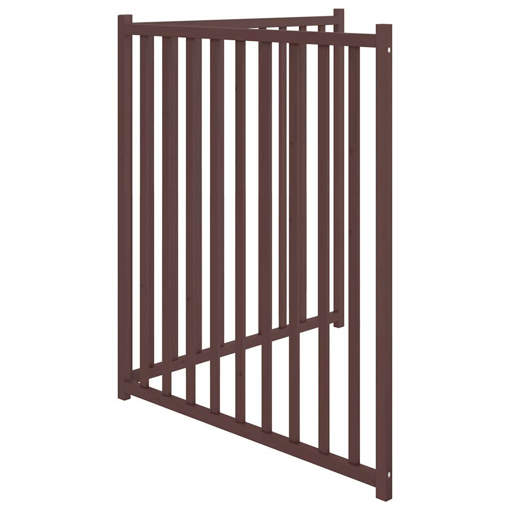 hundelåge m. dør 2 paneler 160 cm foldbar massivt gran brunt eg