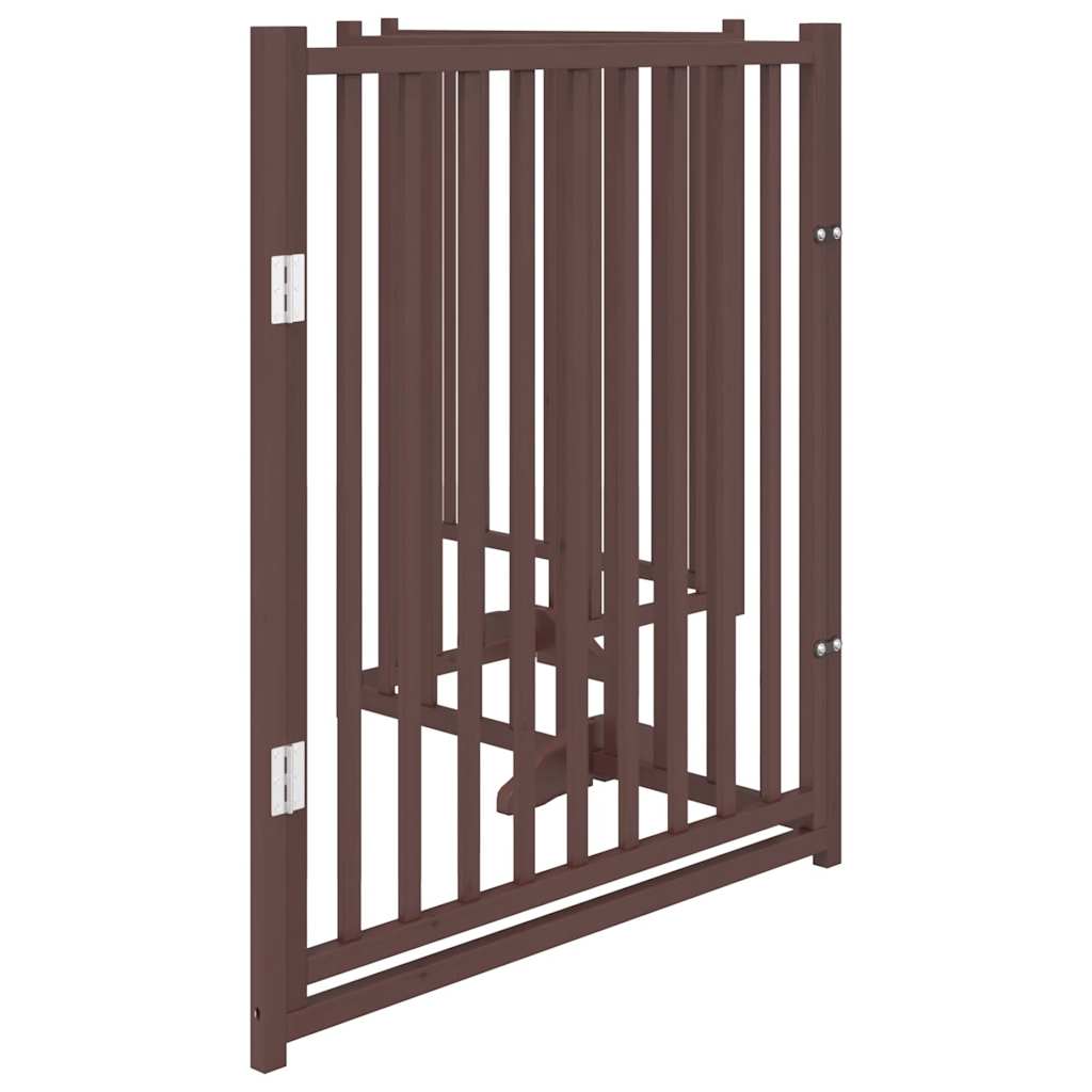 hundelåge m. dør 4 paneler 320 cm foldbar massivt gran brunt eg