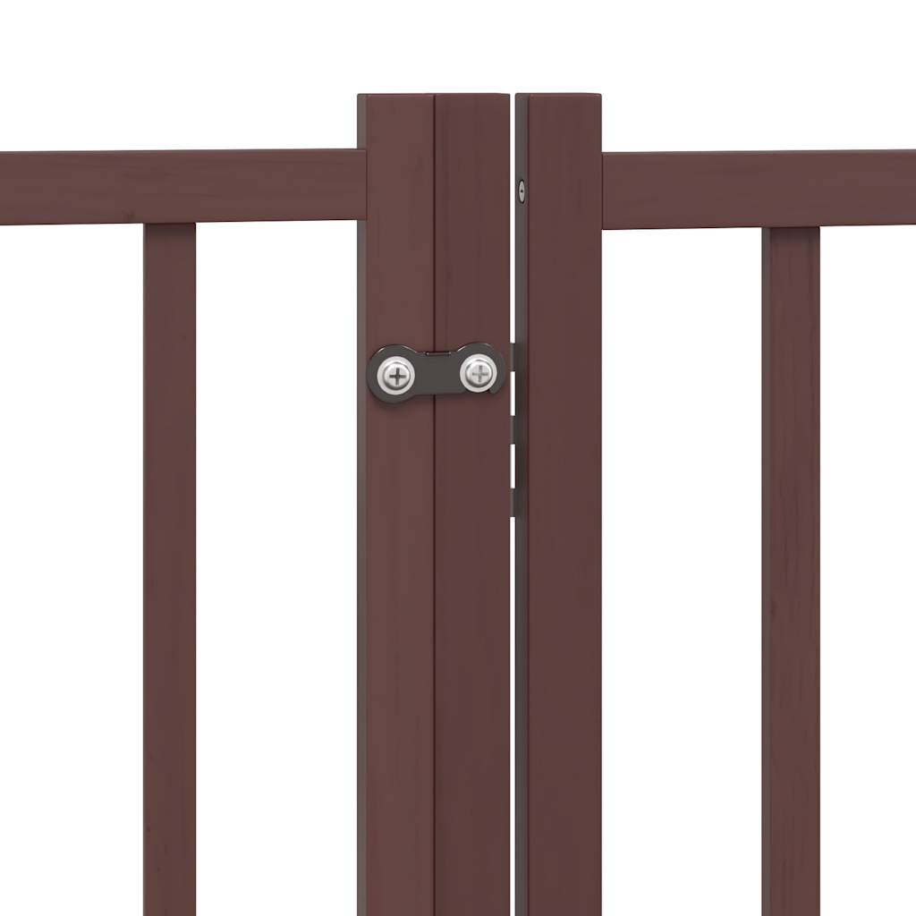 hundelåge m. dør 4 paneler 320 cm foldbar massivt gran brunt eg