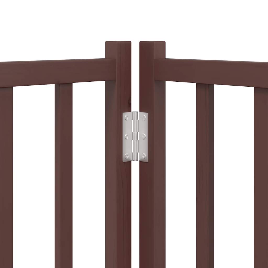 hundelåge m. dør 4 paneler 320 cm foldbar massivt gran brunt eg