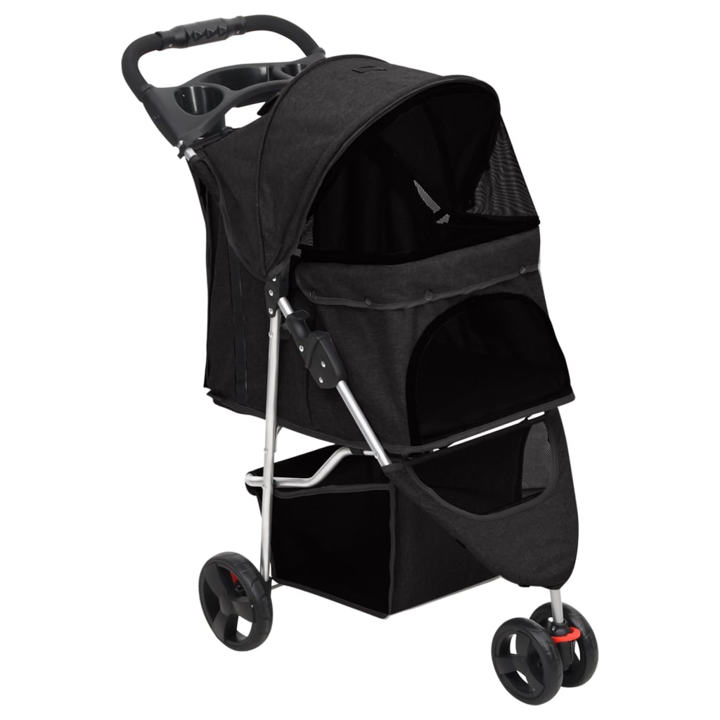 foldbar hundeklapvogn 80x46x98 cm oxfordstof sort
