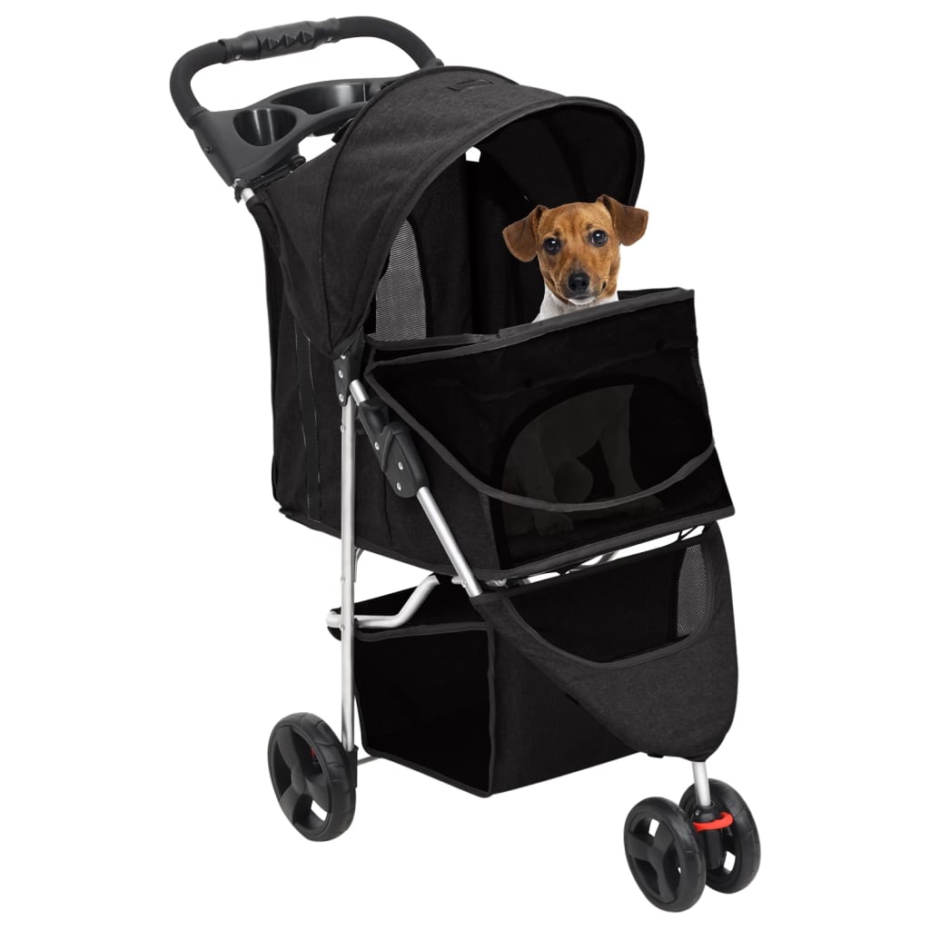 foldbar hundeklapvogn 80x46x98 cm oxfordstof sort