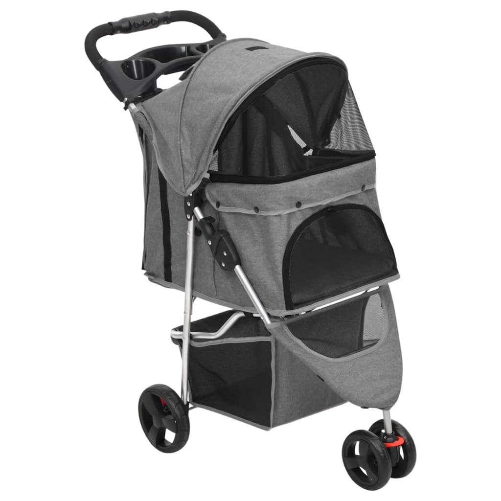 foldbar hundeklapvogn 80x46x98 cm oxfordstof grå