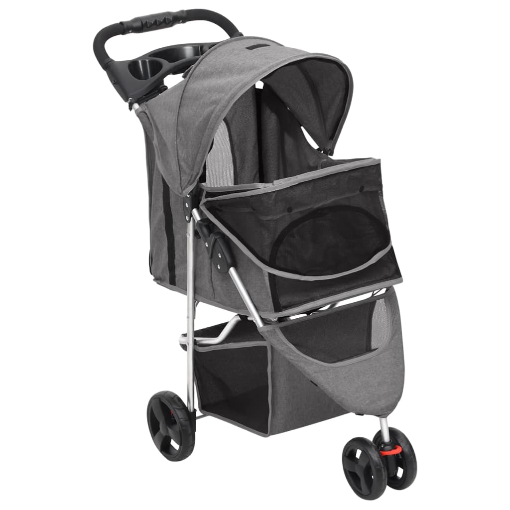 foldbar hundeklapvogn 80x46x98 cm oxfordstof grå