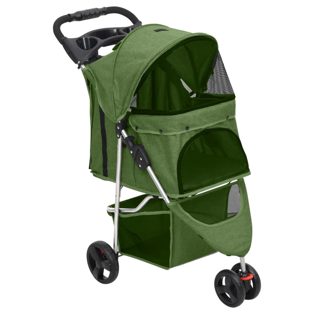 foldbar hundeklapvogn 80x46x98 cm oxfordstof grøn