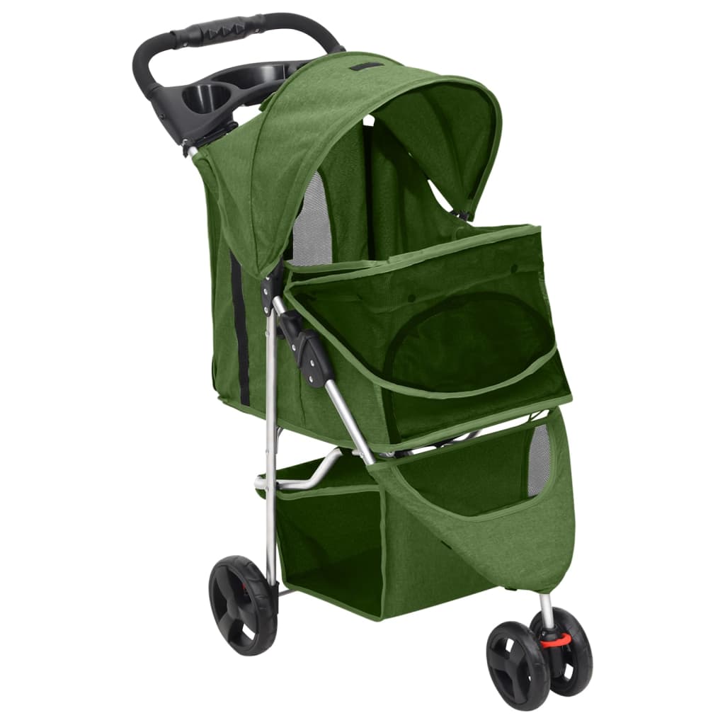 foldbar hundeklapvogn 80x46x98 cm oxfordstof grøn