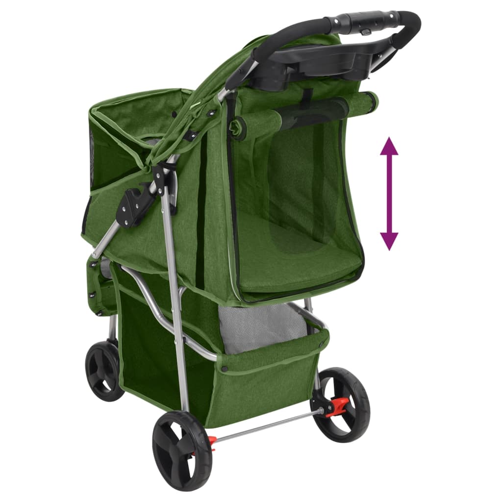foldbar hundeklapvogn 80x46x98 cm oxfordstof grøn