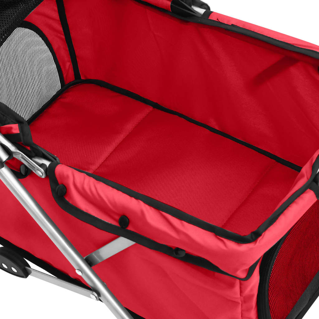 foldbar hundeklapvogn 76x50x100 cm oxfordstof rød