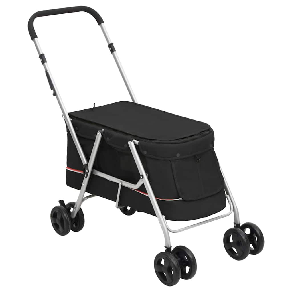 foldbar hundeklapvogn 100x49x96 cm linned sort
