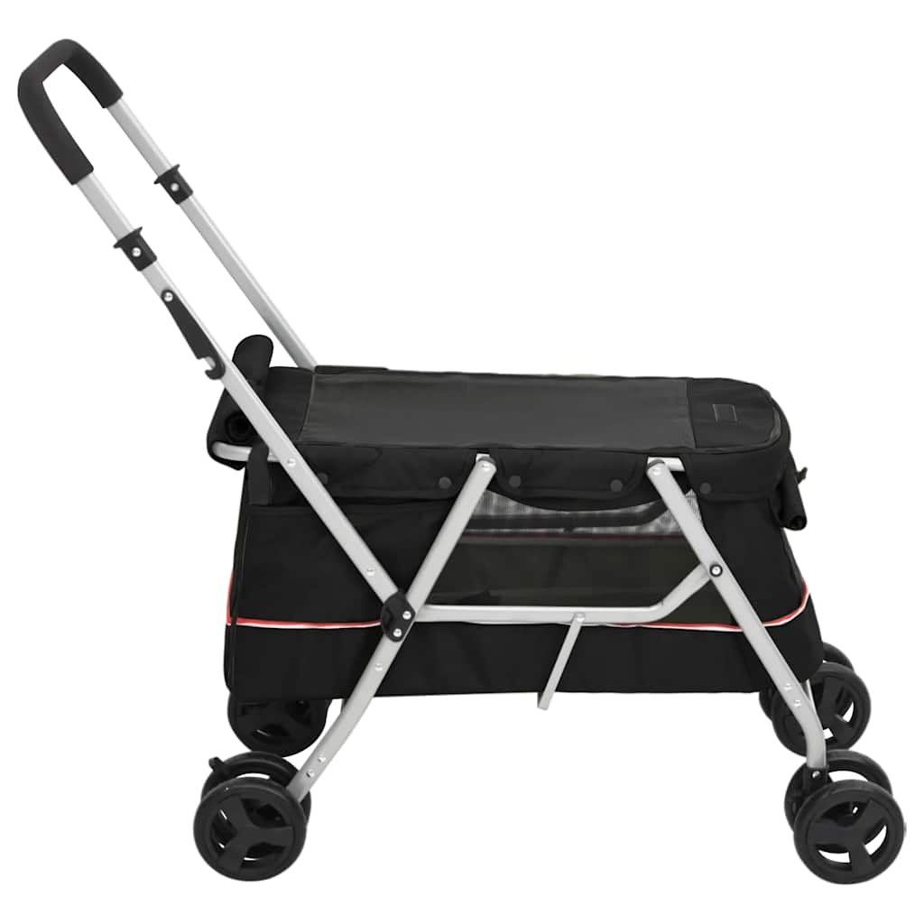 foldbar hundeklapvogn 100x49x96 cm linned sort