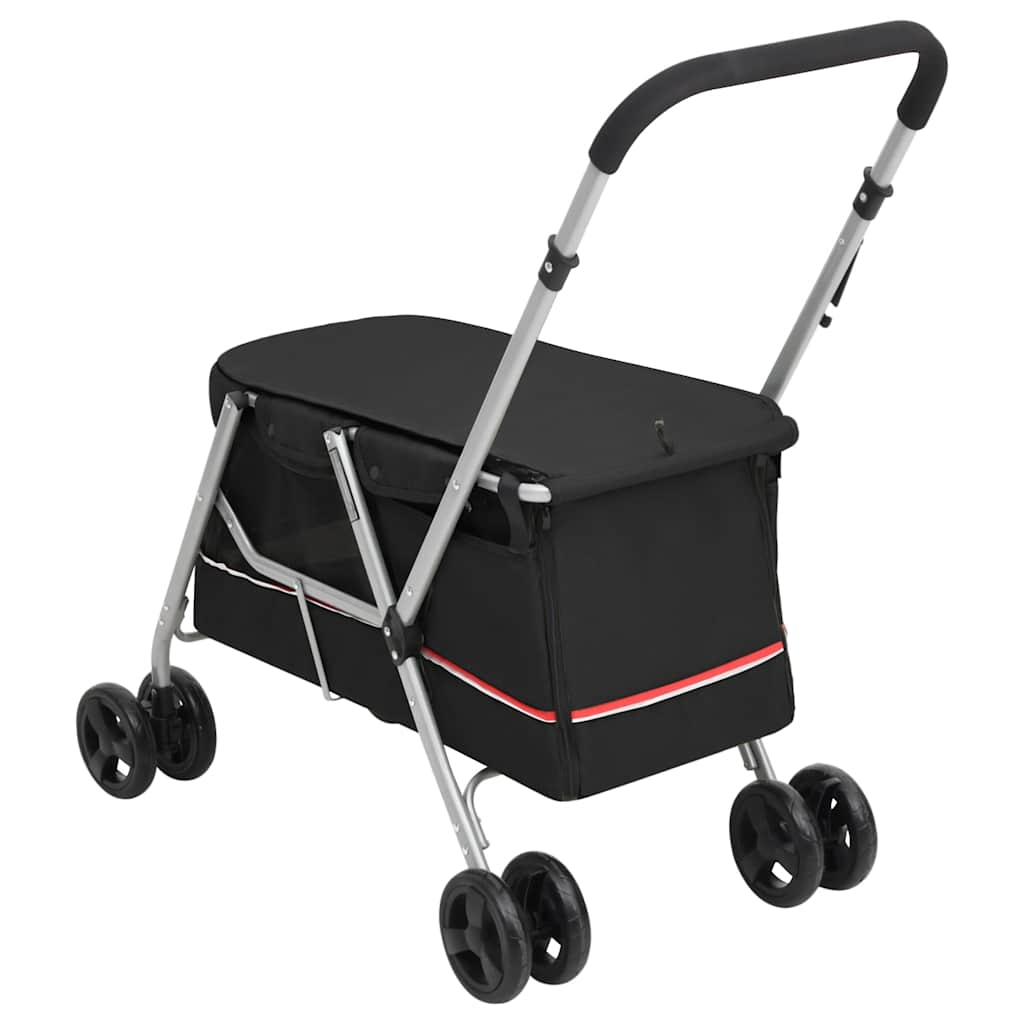 foldbar hundeklapvogn 100x49x96 cm linned sort