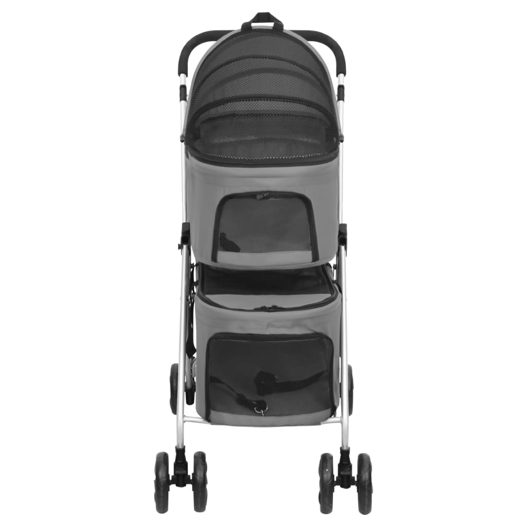 dobbelt hundeklapvogn foldbar 83x48x97 cm oxfordstof grå