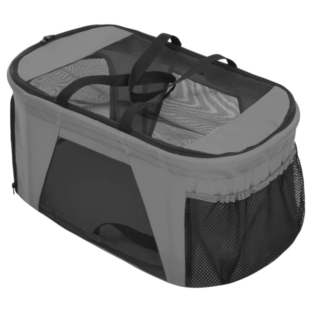 dobbelt hundeklapvogn foldbar 83x48x97 cm oxfordstof grå