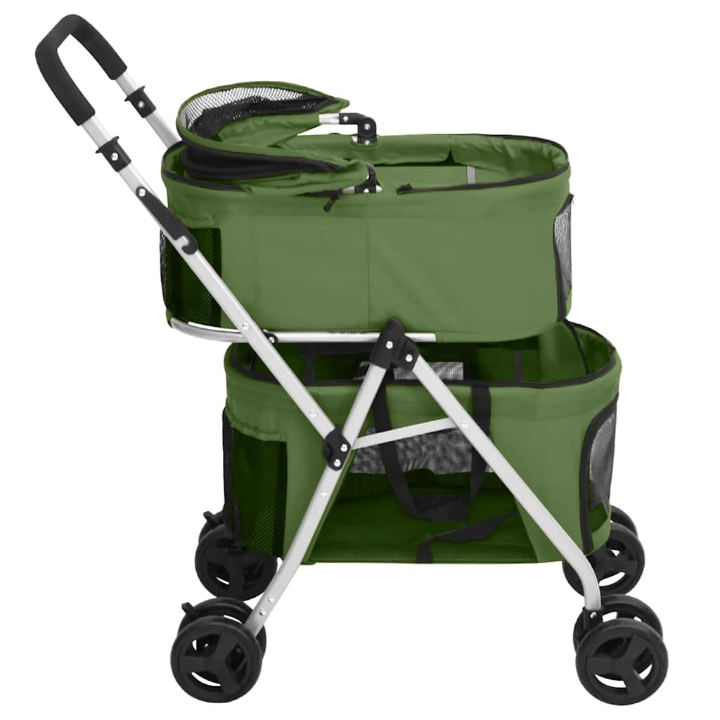 dobbelt hundeklapvogn foldbar 83x48x97 cm oxfordstof grøn