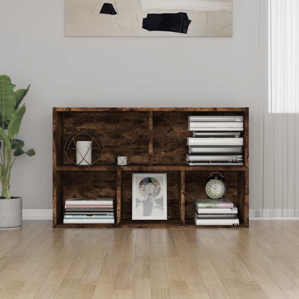 bogreol/skænk 50x25x80 cm konstrueret træ røget egetræ
