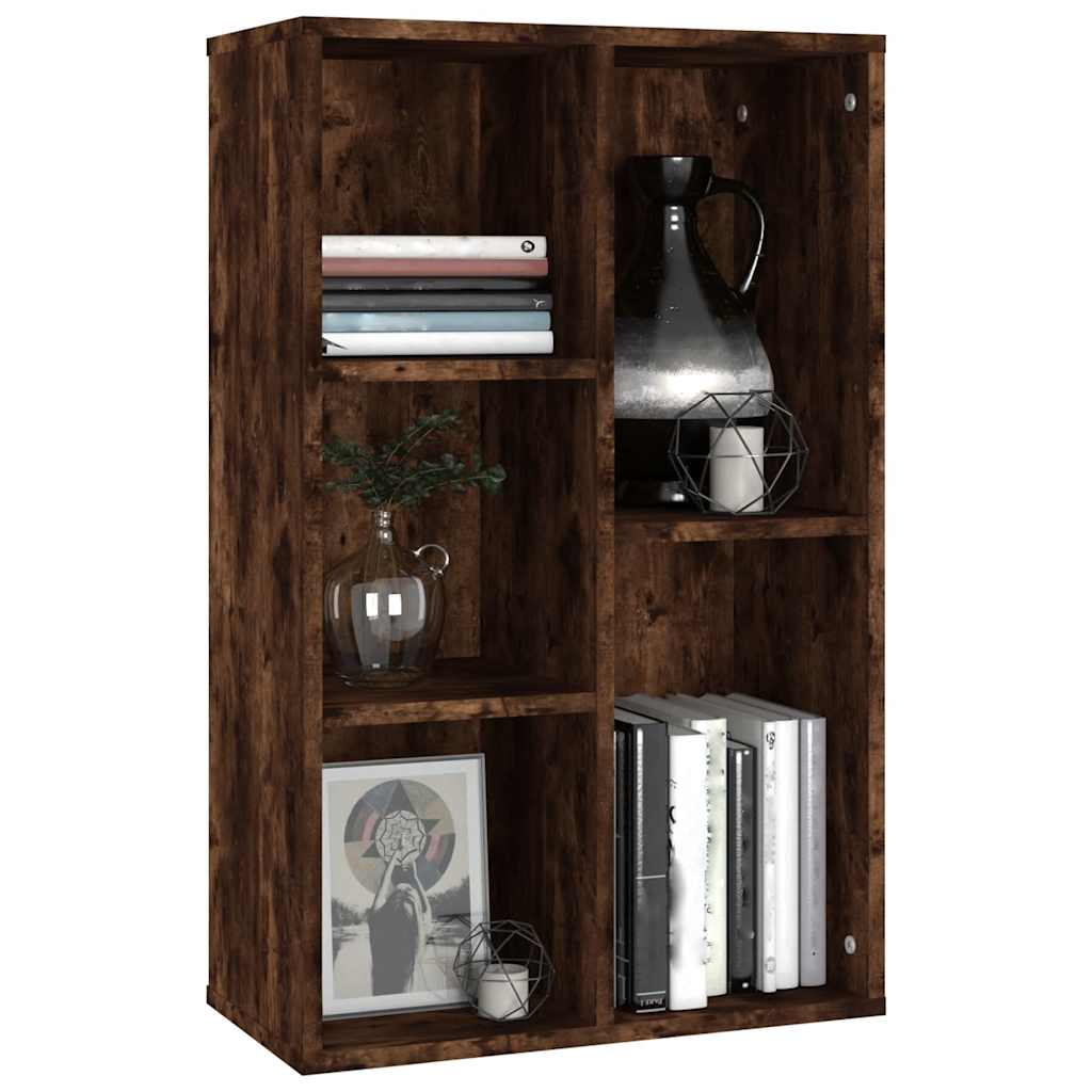 bogreol/skænk 50x25x80 cm konstrueret træ røget egetræ