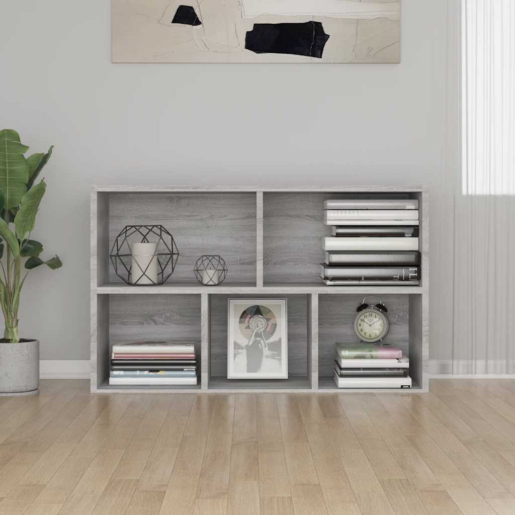 bogreol/skænk 50x25x80 cm konstrueret træ grå sonoma-eg