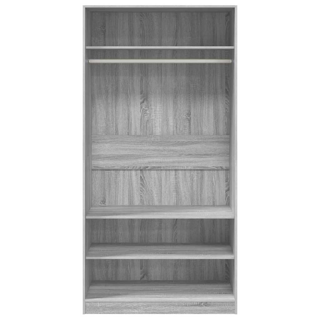 klædeskab 100x50x200 cm konstrueret træ grå sonoma-eg