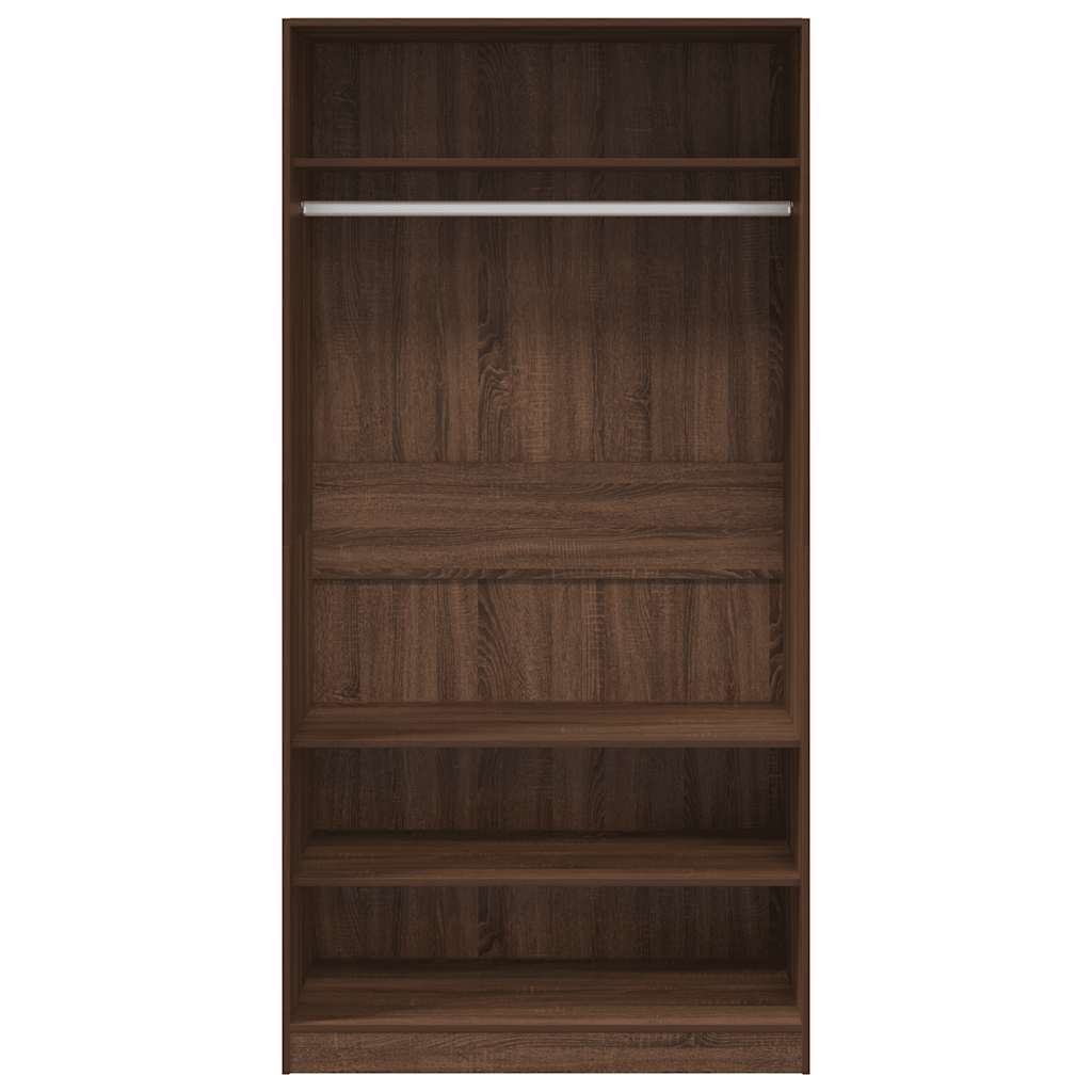 klædeskab 100x50x200 cm konstrueret træ brun egetræsfarve