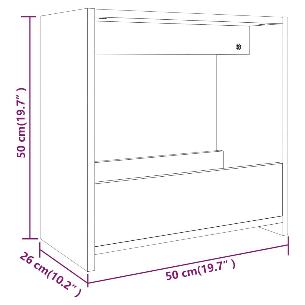 sidebord 50x26x50 cm konstrueret træ røget egetræsfarve