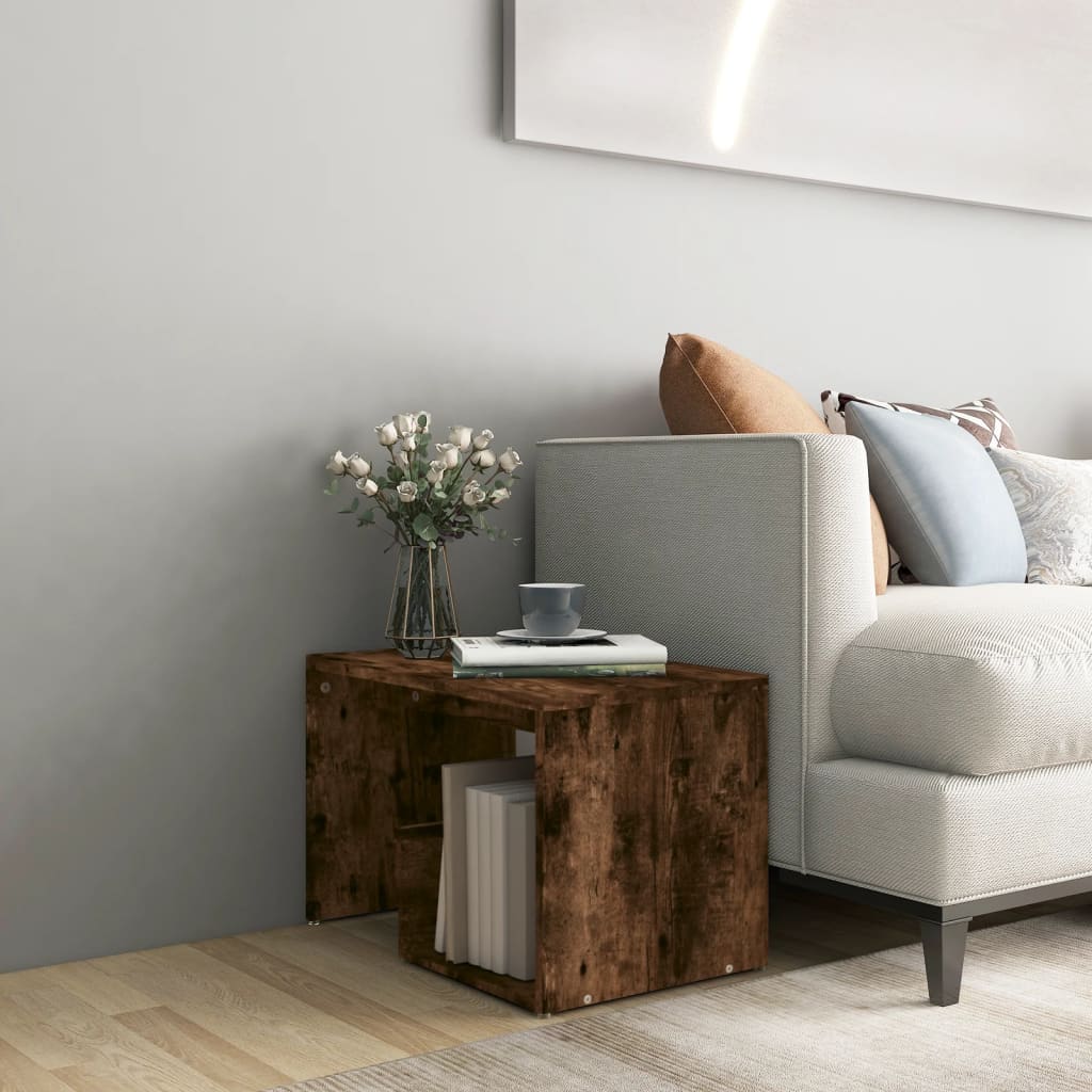 sidebord 59x36x38 cm konstrueret træ røget egetræsfarve