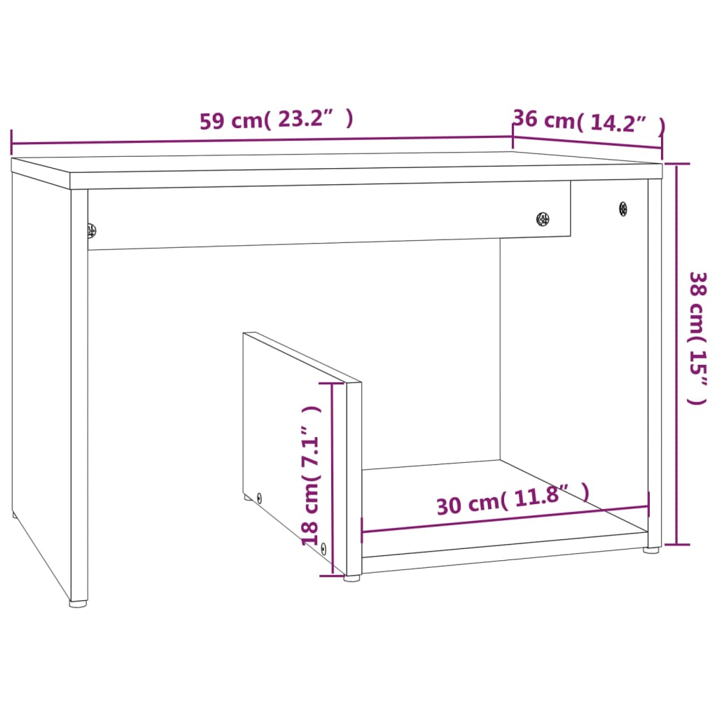 sidebord 59x36x38 cm konstrueret træ brun egetræsfarve