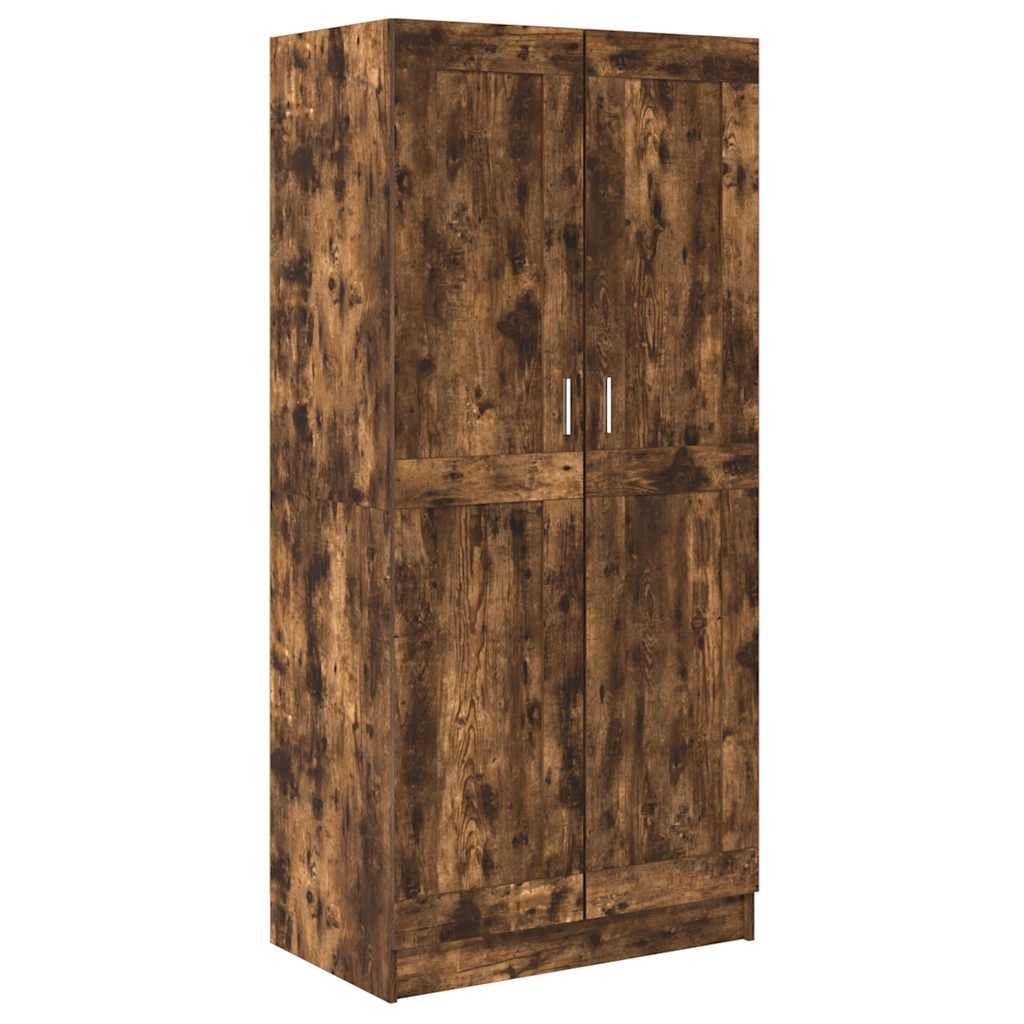 klædeskab 82,5x51,5x180 cm konstrueret træ røget egetræsfarve