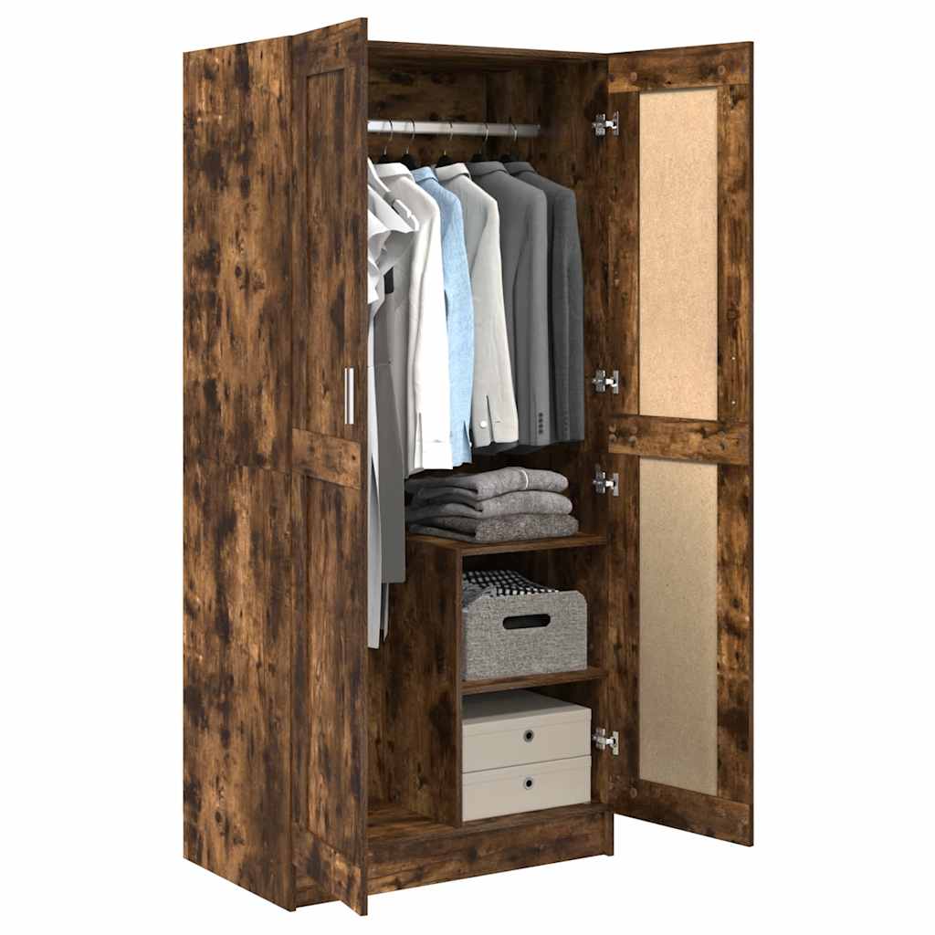 klædeskab 82,5x51,5x180 cm konstrueret træ røget egetræsfarve