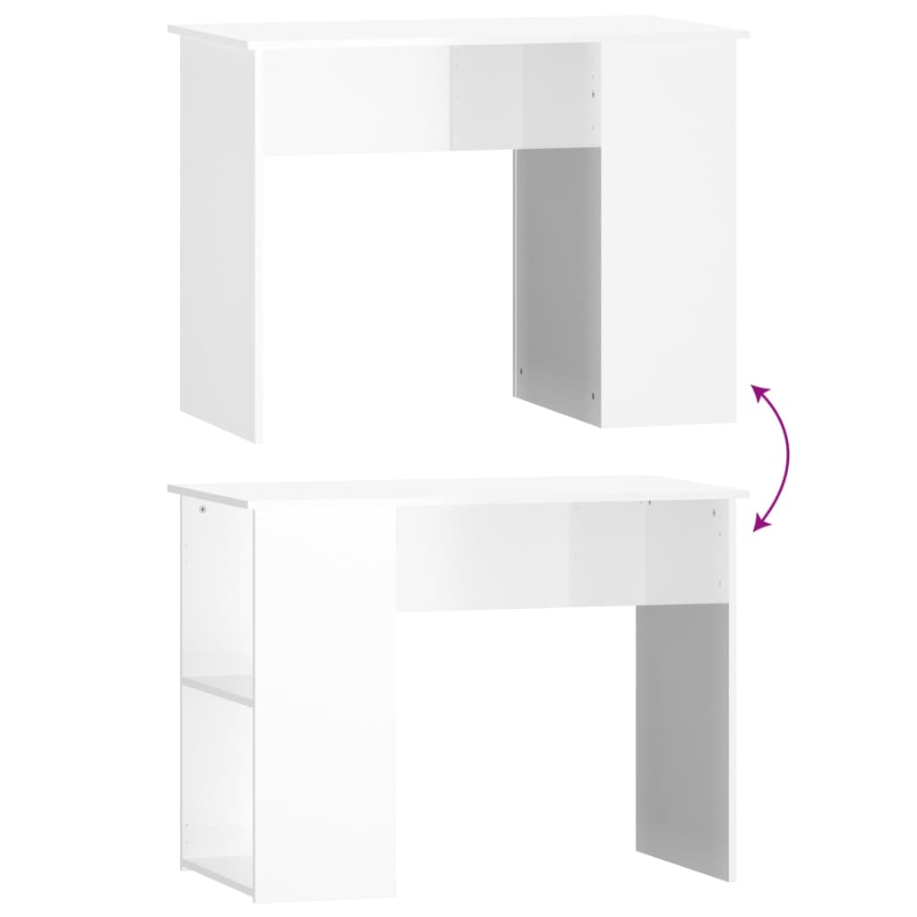 skrivebord 100x55x75 cm konstrueret træ hvid højglans