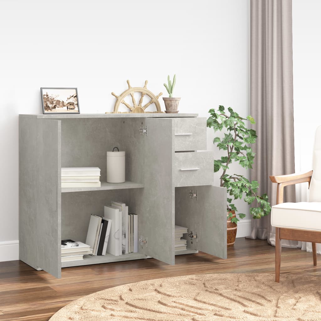 skænk 91x29,5x75 cm konstrueret træ betongrå
