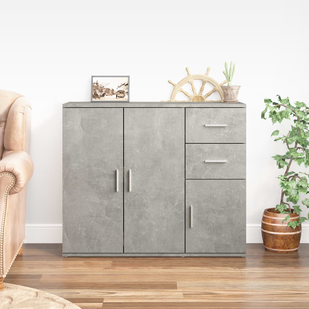 skænk 91x29,5x75 cm konstrueret træ betongrå