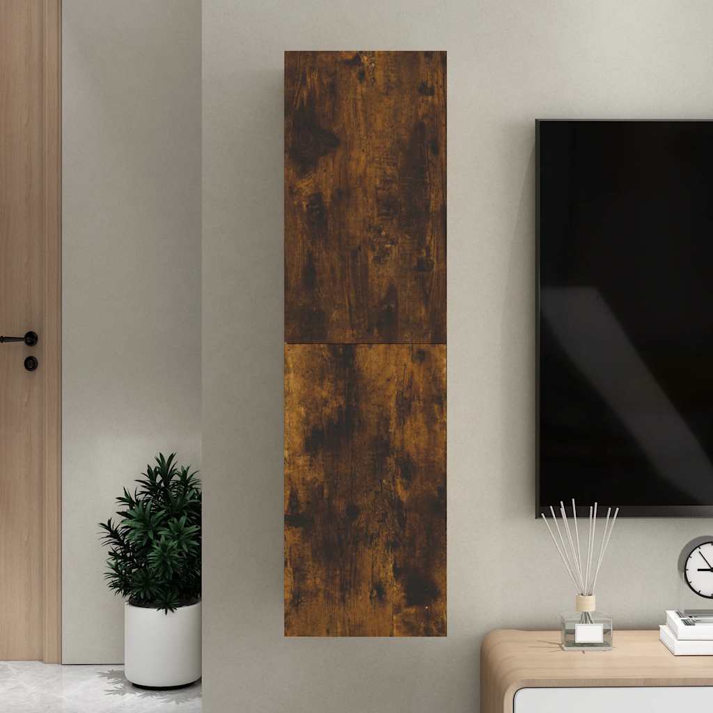 væghængt tv-skab 30,5x30x110 cm røget egetræsfarve
