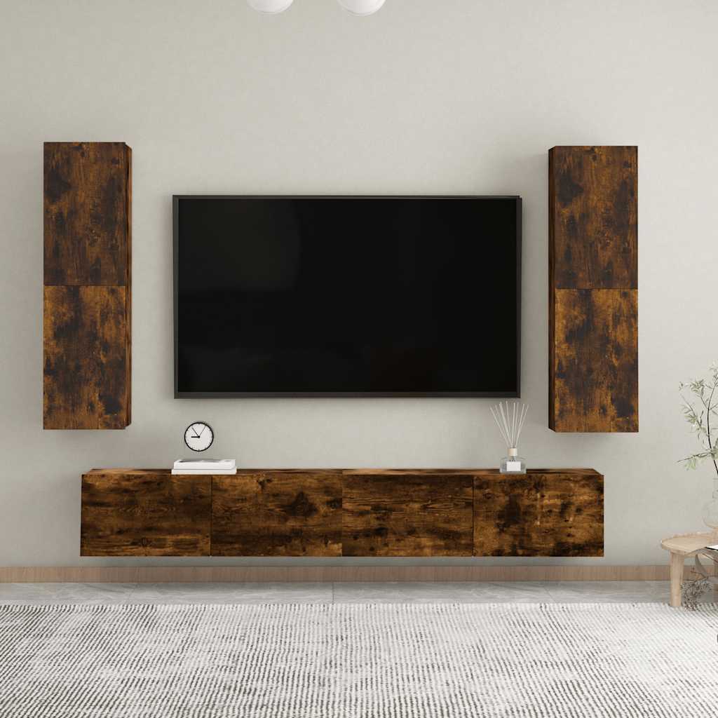 væghængt tv-skab 30,5x30x110 cm røget egetræsfarve
