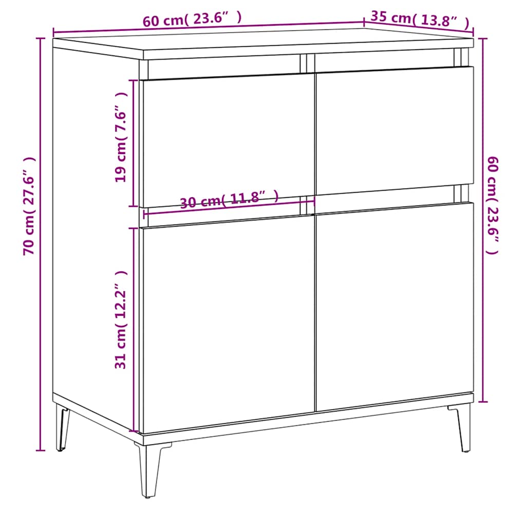 skænk 60x35x70 cm konstrueret træ sonoma-eg