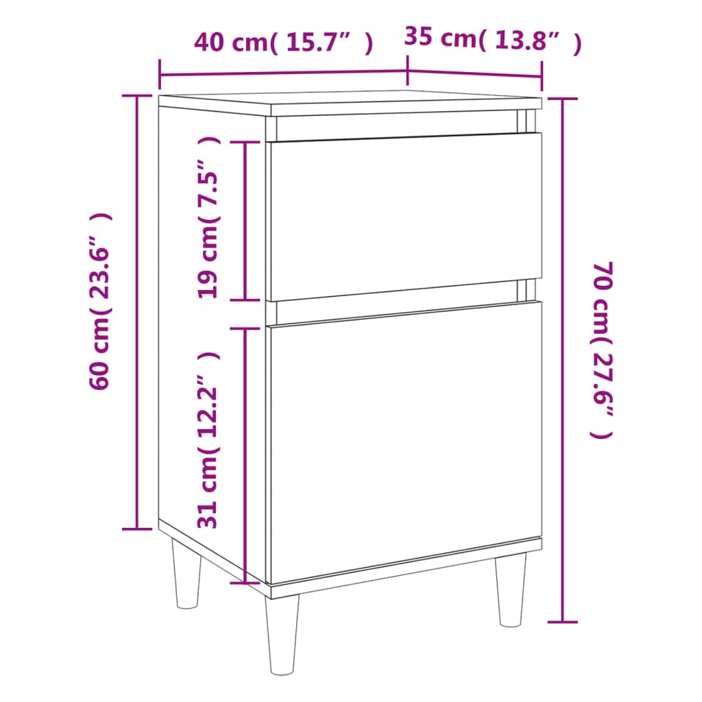 sengebord 40x35x70 cm sonoma-eg