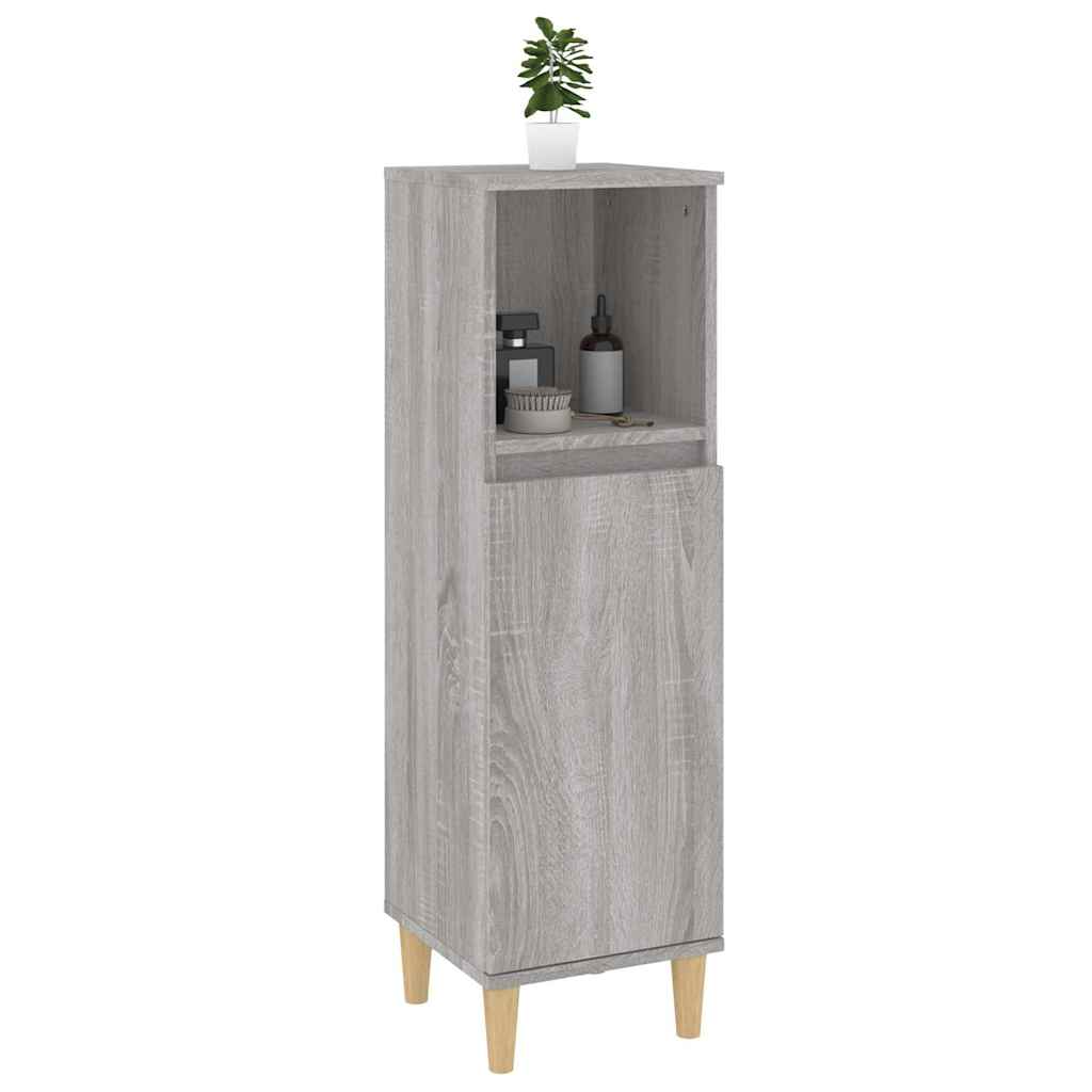 badeværelsesskab 30x30x100 cm konstrueret træ grå sonoma-eg