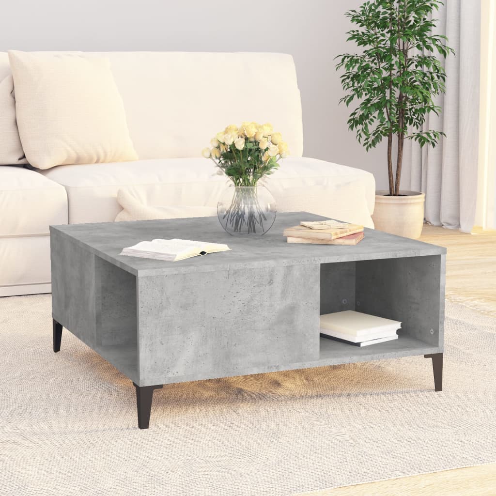 sofabord 80x80x36,5 cm konstrueret træ betongrå