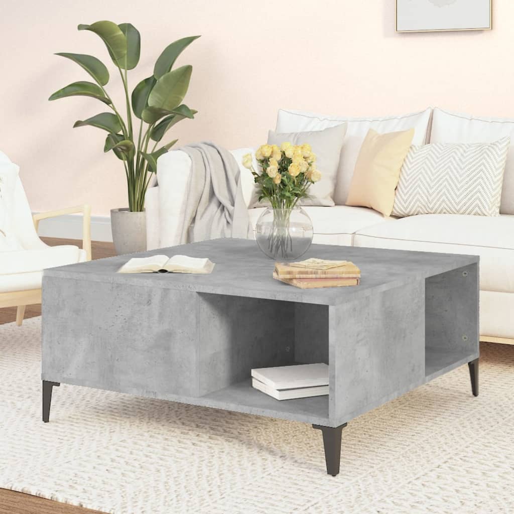 sofabord 80x80x36,5 cm konstrueret træ betongrå