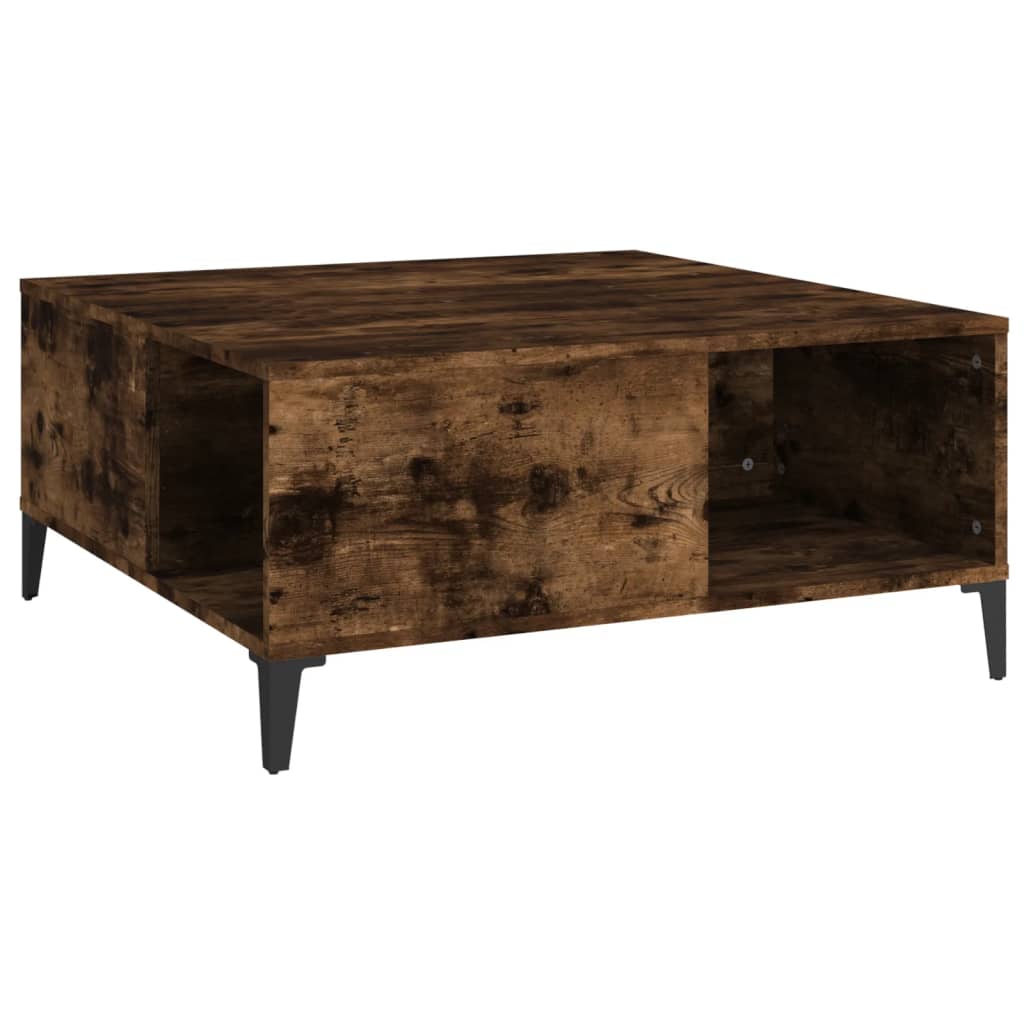 sofabord 80x80x36,5 cm konstrueret træ røget egetræsfarve