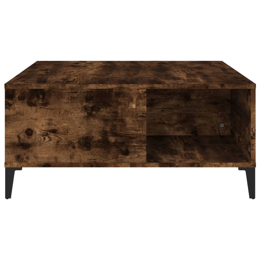 sofabord 80x80x36,5 cm konstrueret træ røget egetræsfarve