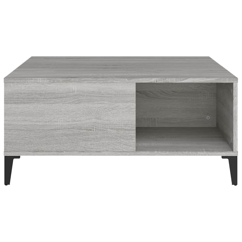sofabord 80x80x36,5 cm konstrueret træ grå sonoma-eg