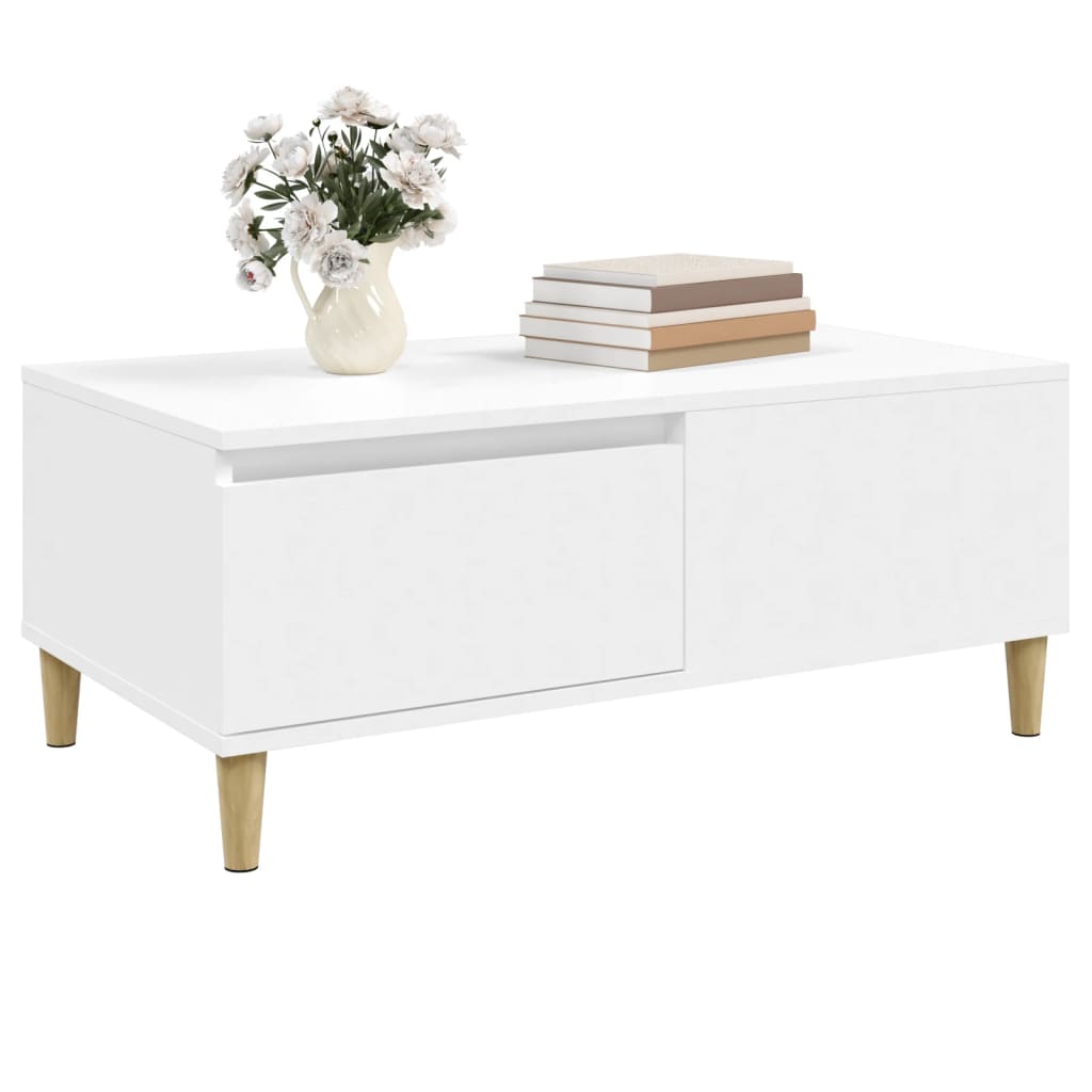 sofabord 90x50x36,5 cm konstrueret træ hvid