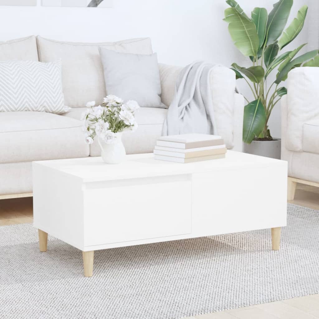 sofabord 90x50x36,5 cm konstrueret træ hvid
