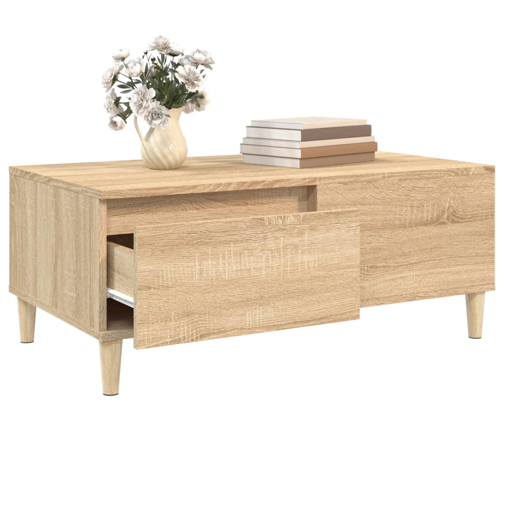 sofabord 90x50x36,5 cm konstrueret træ sonoma-eg