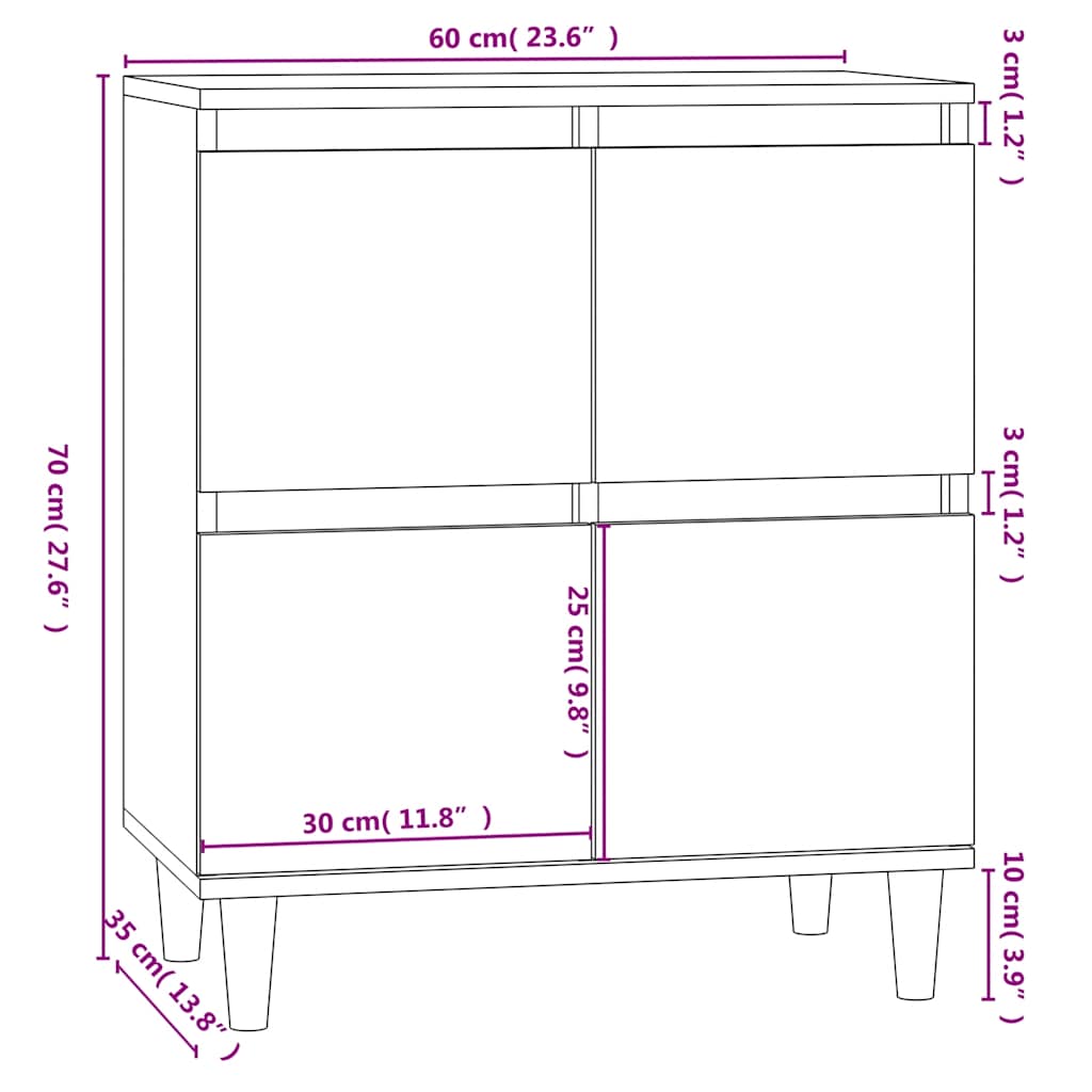 skænk 60x35x70 cm konstrueret træ grå sonoma-eg