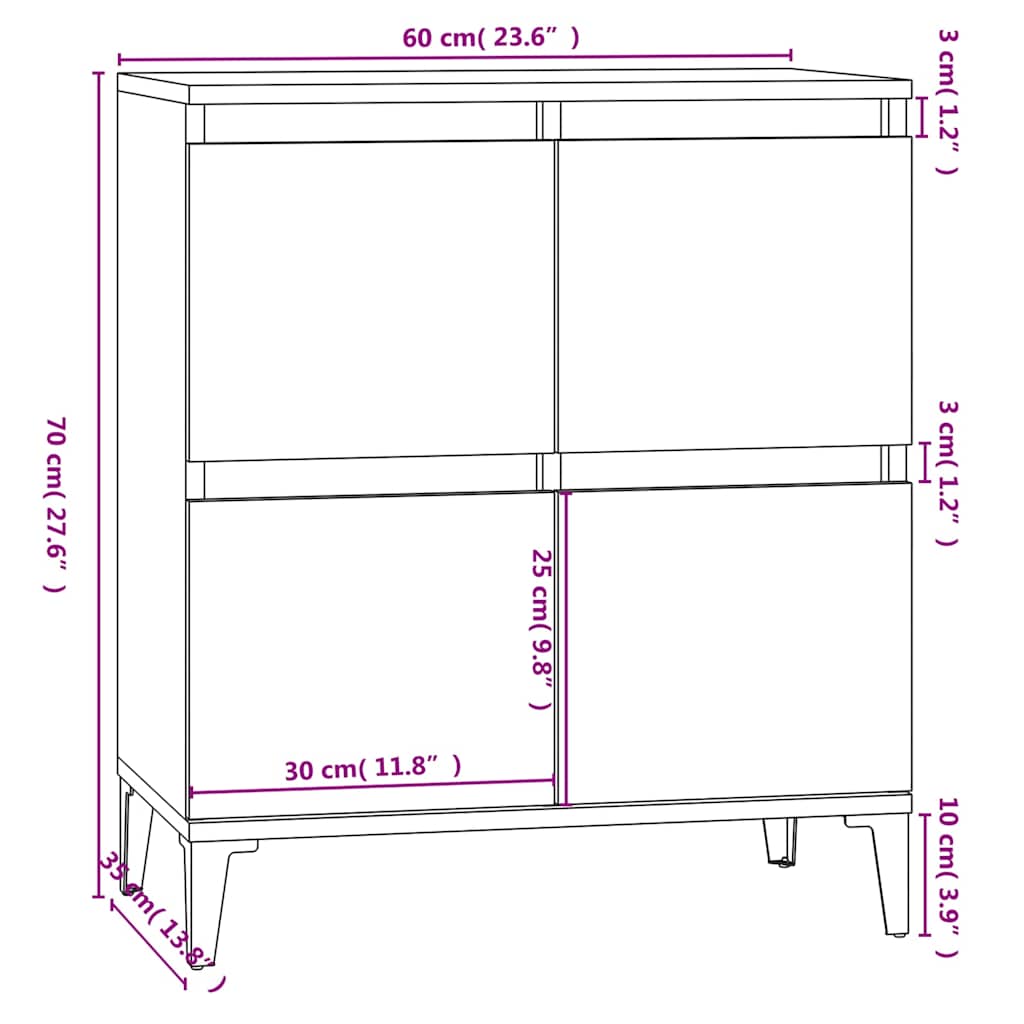 skænk 60x35x70 cm konstrueret træ grå sonoma-eg