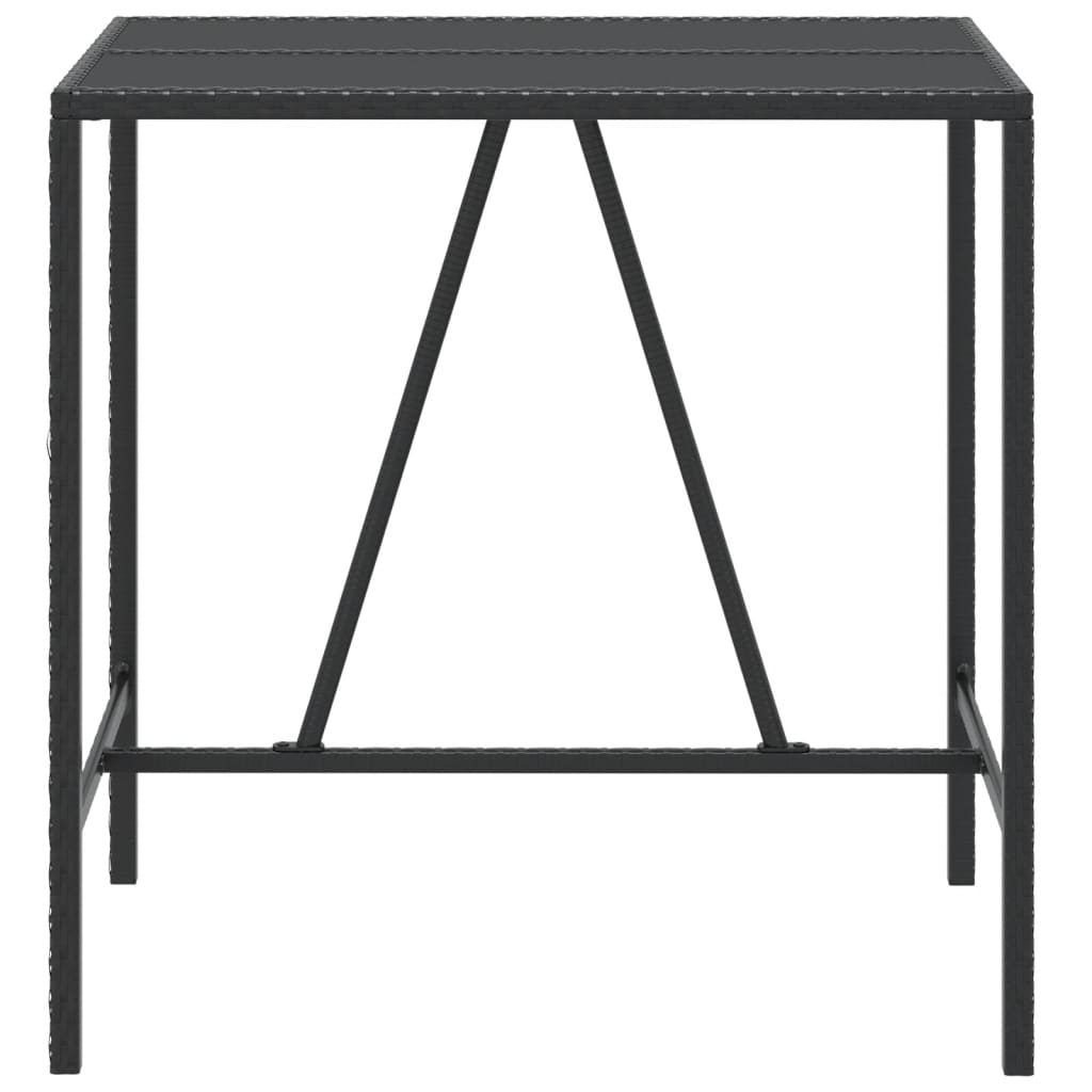 barbord med glasplade 110x70x110 cm polyrattan sort