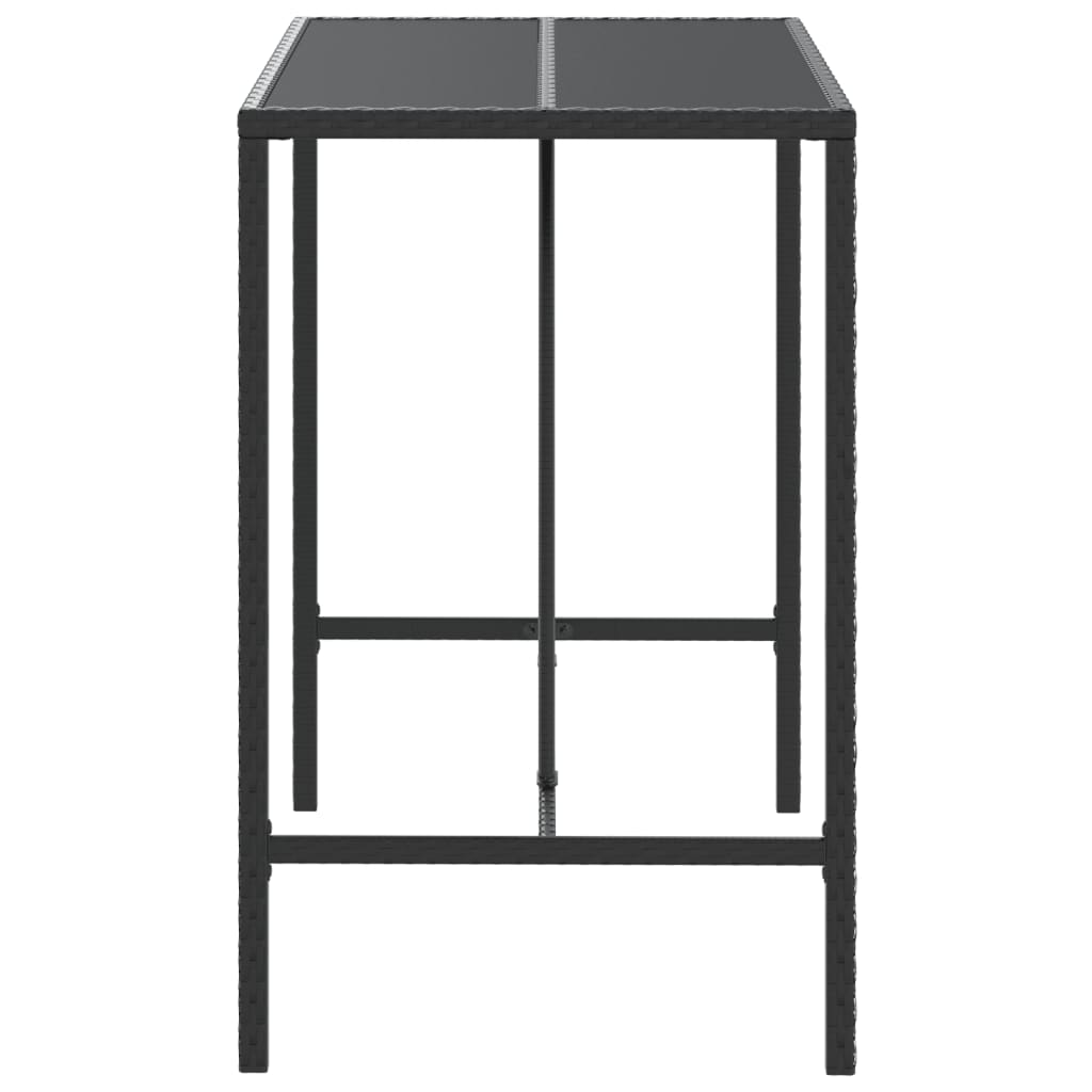 barbord med glasplade 110x70x110 cm polyrattan sort